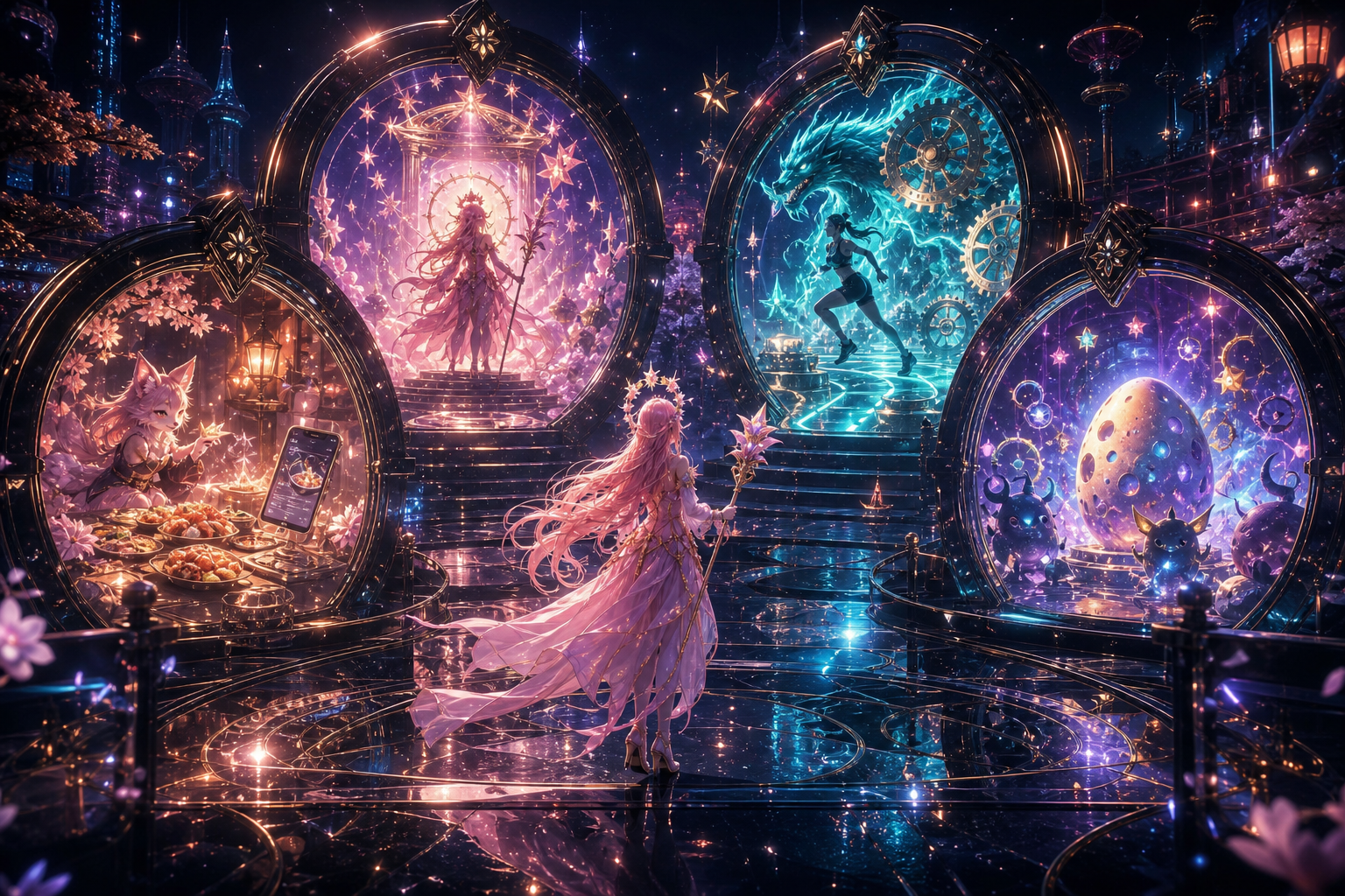 A three-dimensional portal space leading to each of NullStateLab's services